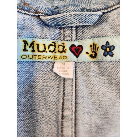 Vintage 90s Mudd Mid Length Jean Jacket Size M Blue Denim Grunge - Picture 7 of 7